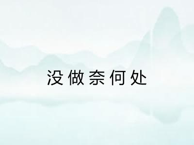 没做奈何处 没做奈何处